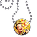 Round Mardi Gras Beads with Inline Medallion - Silver